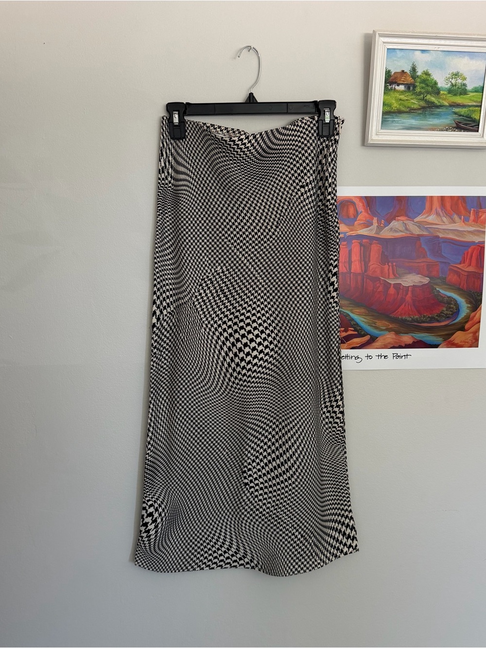 Topshop Black and White Optical Print Maxi Skirt
